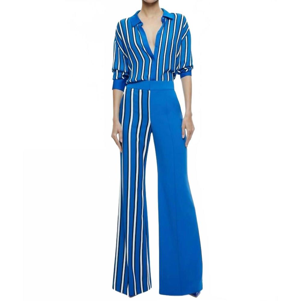 NEW ALICE + OLIVIA dimitra oversize shirt in french blue stripe